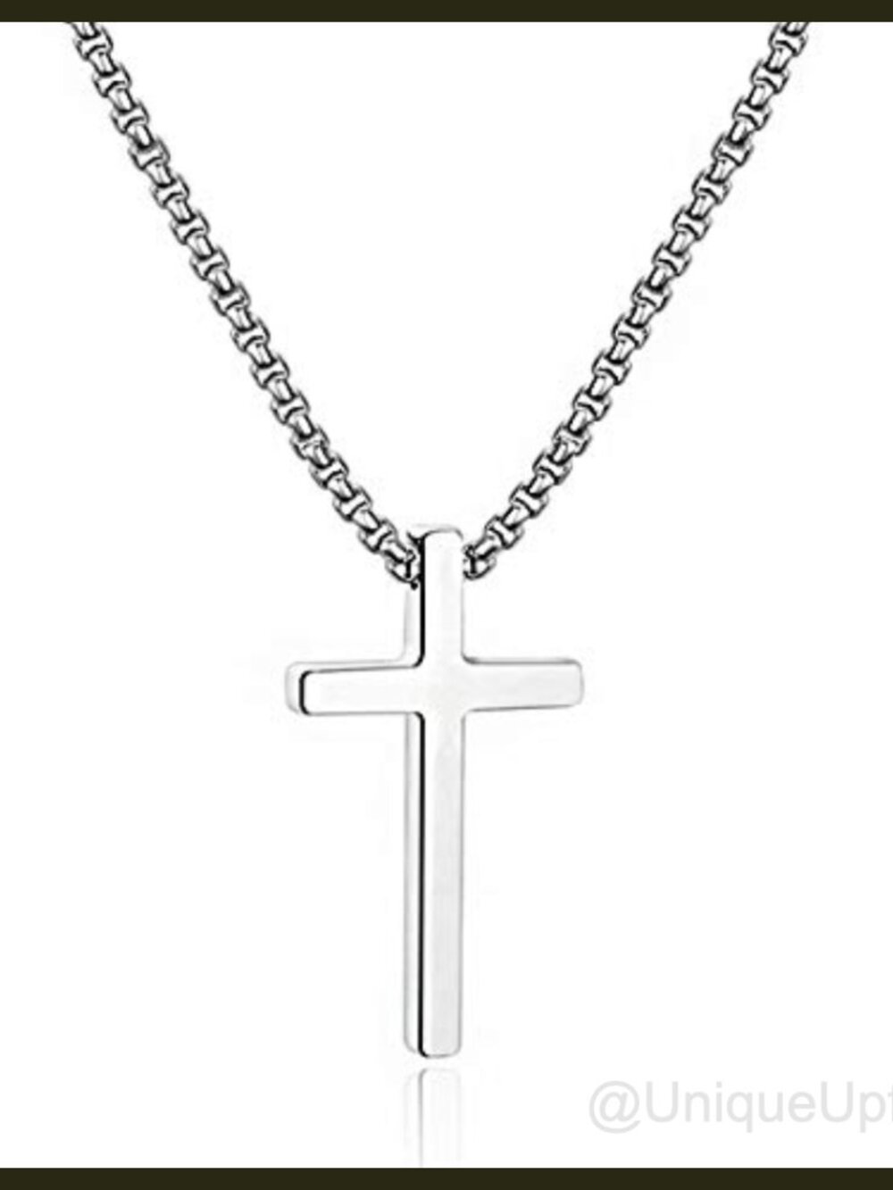 Stainless Steel Cross Necklace 16 Inch Box Chain Lobster Clasp Men